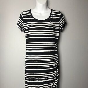 Black and White Slimming Striped Dress Size Medium
